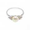 Sky Jewelry Серебряное кольцо с жемчугом и фианитом