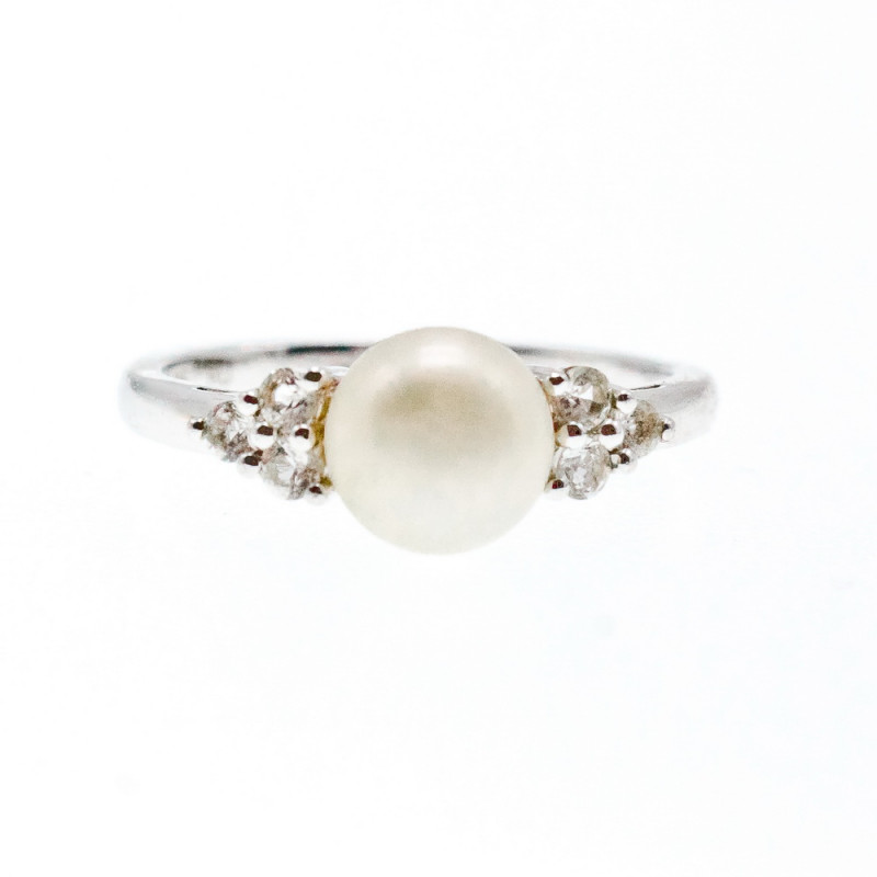 Sky Jewelry Серебряное кольцо с жемчугом и фианитом