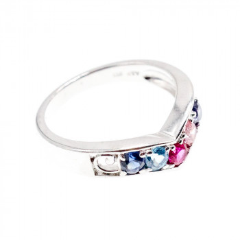 Sky Jewelry Серебряное кольцо с разноцветными фианитами