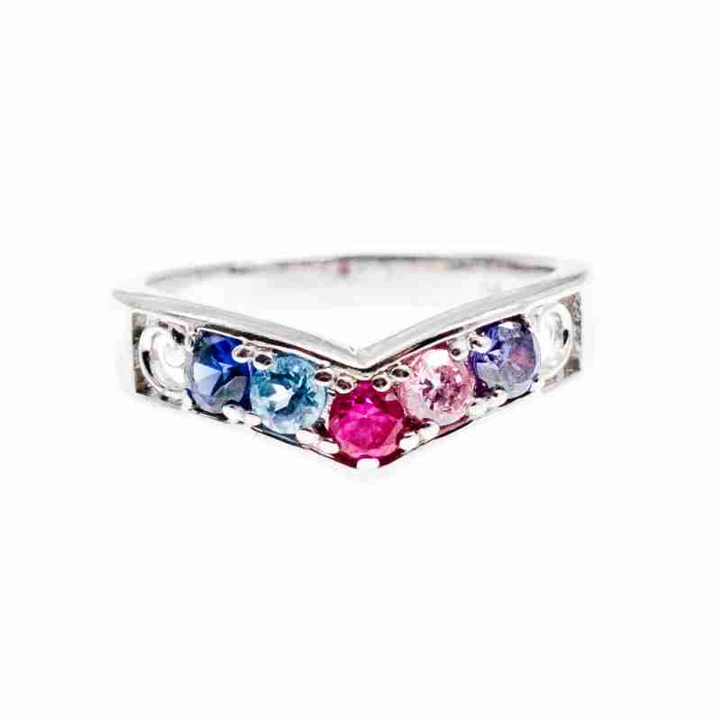Sky Jewelry Серебряное кольцо с разноцветными фианитами