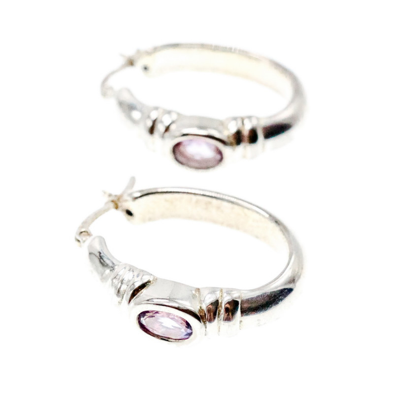Sky Jewelry Серебряные серьги с аметистом  Классика