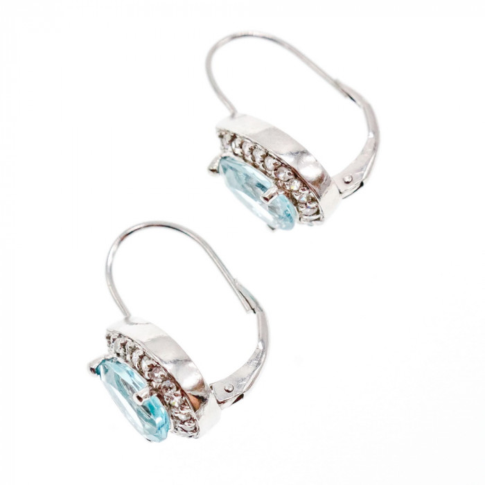 Sky Jewelry Серебряные серьги с топазом и фианитами