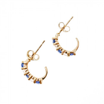 Sky Jewelry Золотые серьги с сапфиром и бериллом