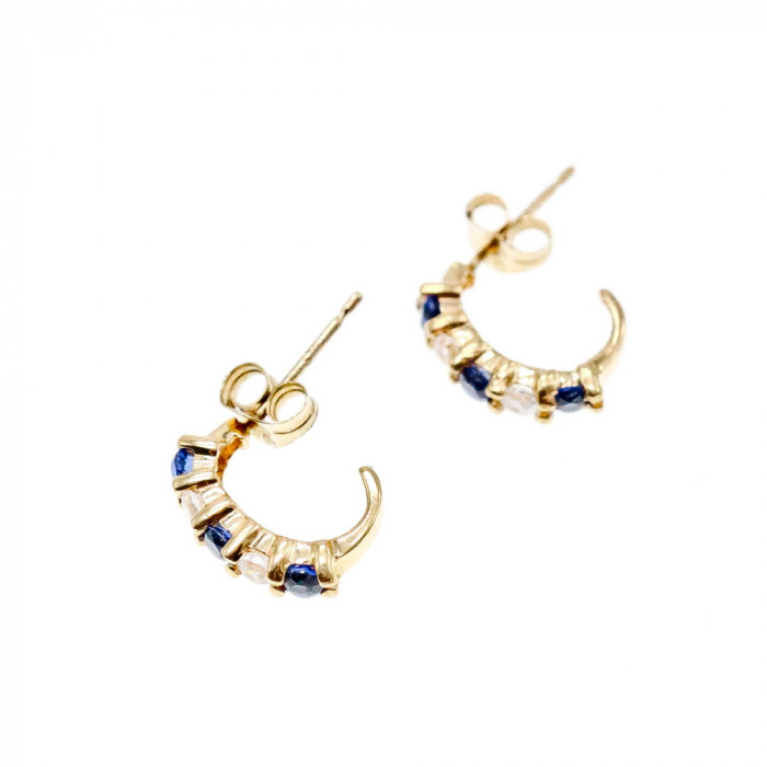 Sky Jewelry Золотые серьги с сапфиром и бериллом