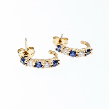 Sky Jewelry Золотые серьги с сапфиром и бериллом