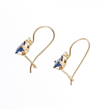 Sky Jewelry Золотые серьги с сапфиром и бриллиантом