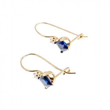 Sky Jewelry Золотые серьги с сапфиром и бриллиантом