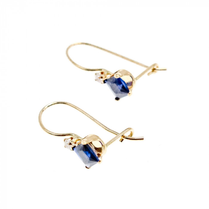 Sky Jewelry Золотые серьги с сапфиром и бриллиантом
