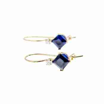 Sky Jewelry Золотые серьги с сапфиром и бриллиантом