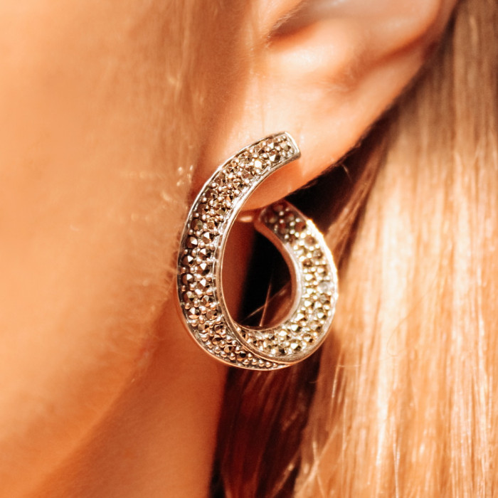 Sky Jewelry Серебряные серьги с марказитом  Удовольствие