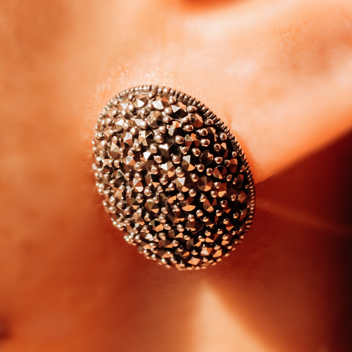 Sky Jewelry Серебряные серьги с марказитом  Любовь