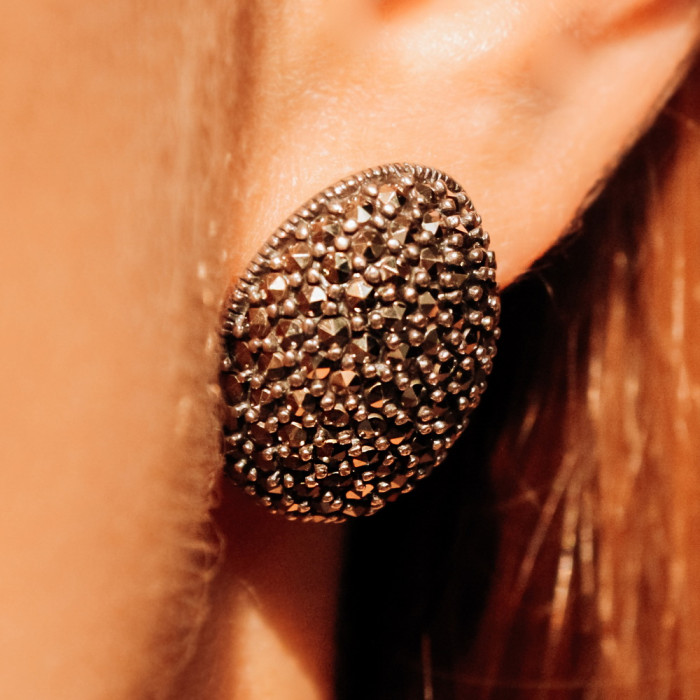 Sky Jewelry Серебряные серьги с марказитом  Любовь