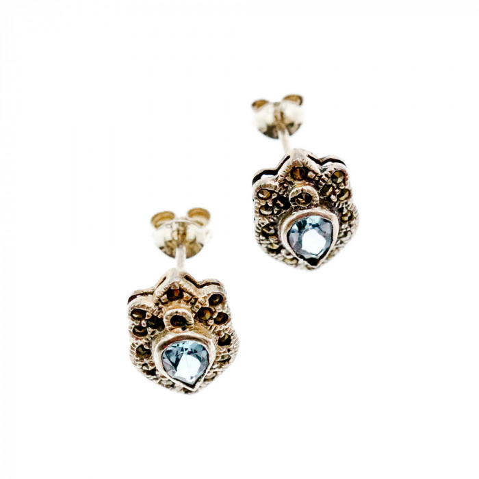 Sky Jewelry Серебряные серьги с топазом и марказитом