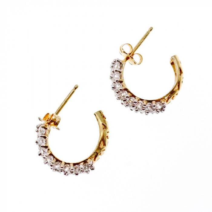 Sky Jewelry Золотые серьги с фианитами  Блеск