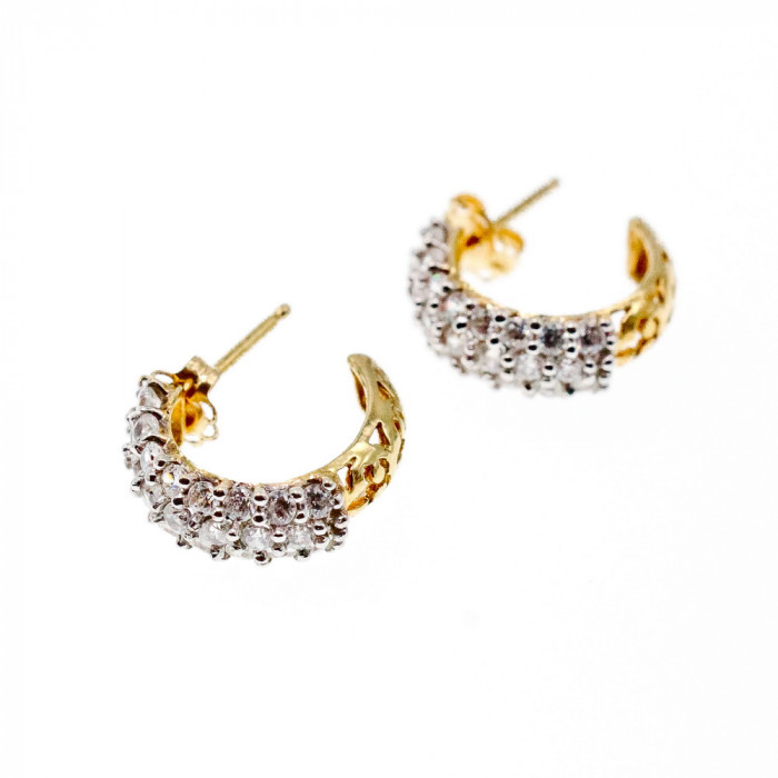 Sky Jewelry Золотые серьги с фианитами  Блеск