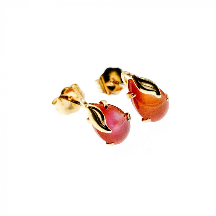 Sky Jewelry Золотые серьги с нежно-розовым кварцем