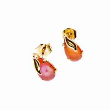 Sky Jewelry Золотые серьги с нежно-розовым кварцем