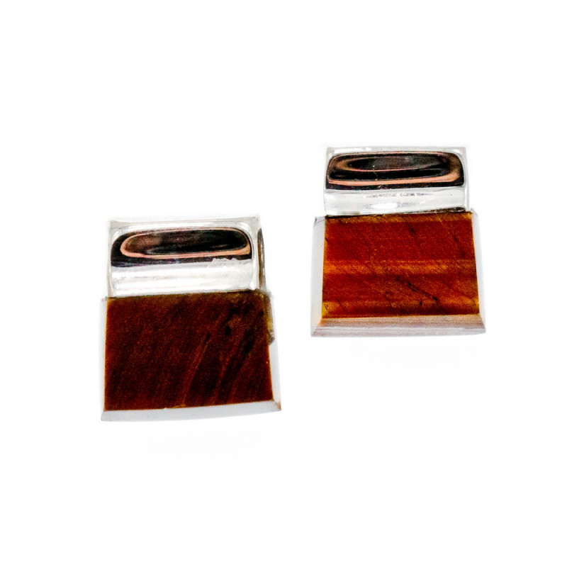 Sky Jewelry Серебряные серьги с камнем тигровый глаз Винтаж