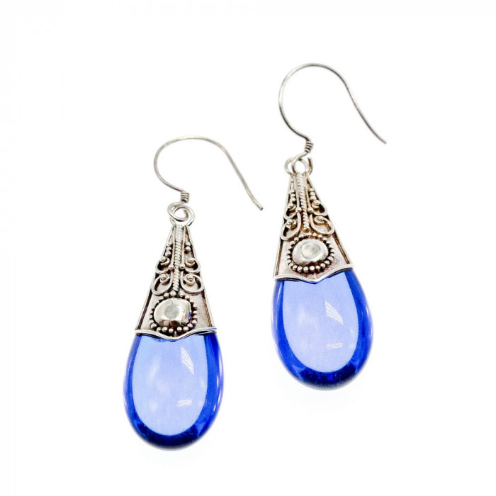 Sky Jewelry Винтажные серебряные серьги с ювелирным стеклом