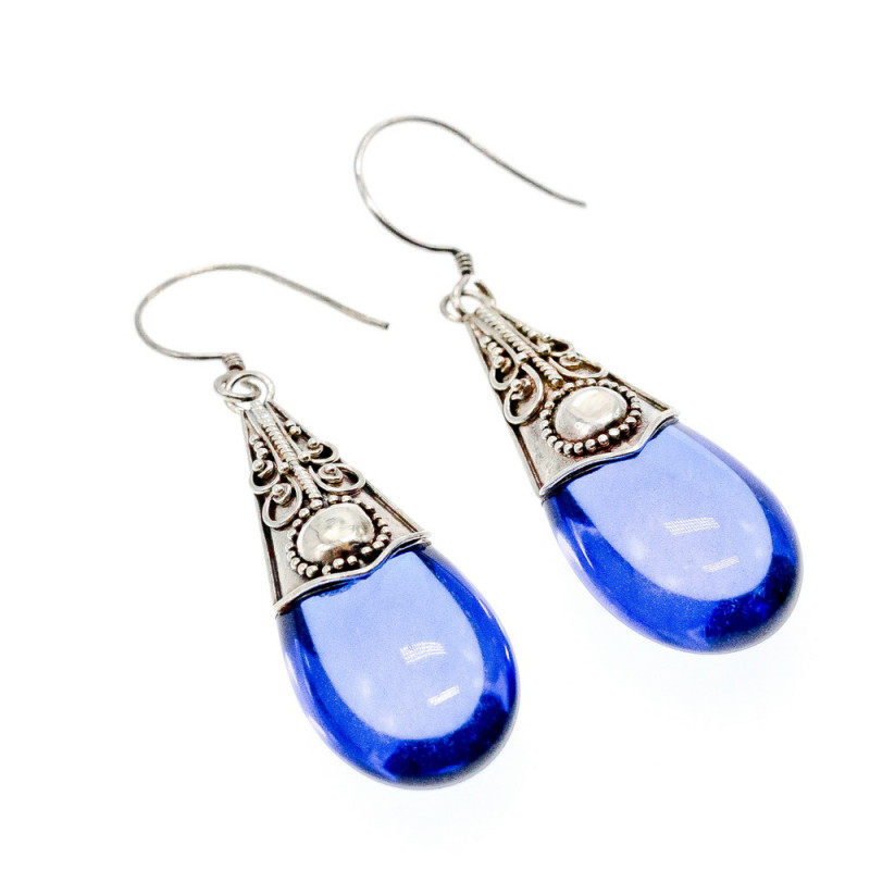 Sky Jewelry Винтажные серебряные серьги с ювелирным стеклом