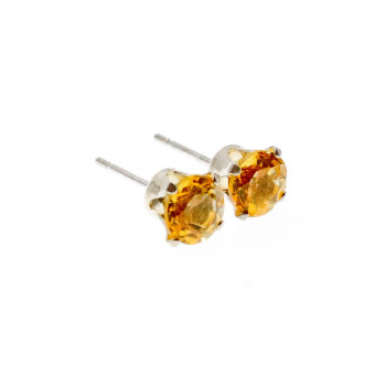 Sky Jewelry Серебряные серьги-гвоздики с цитрином