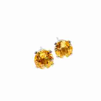 Sky Jewelry Серебряные серьги-гвоздики с цитрином