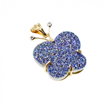 Sky Jewelry Золотой кулон с бриллиантами и камнем druzy кварц Бабочка
