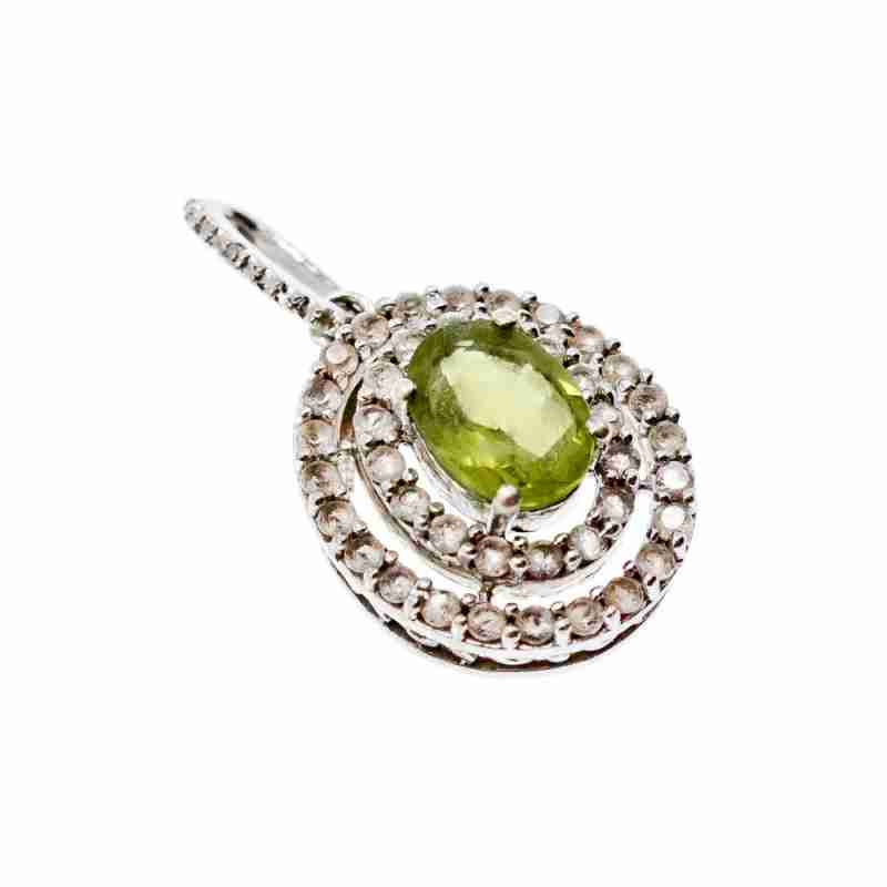 Sky Jewelry Серебряный кулон с камнями берилл и хризолит