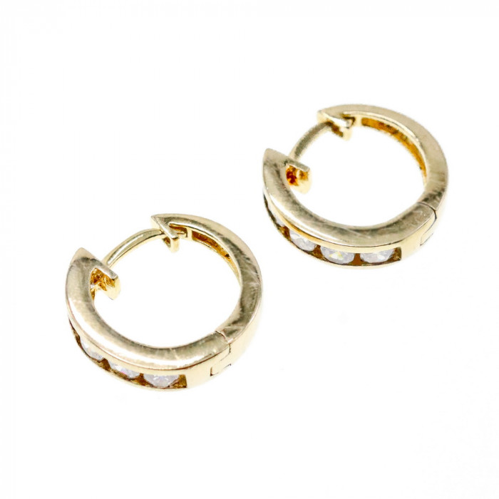 Sky Jewelry Серебряные серьги в позолоте с фианитами