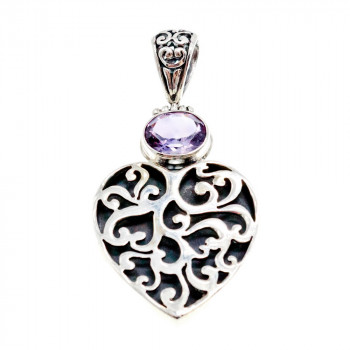 Sky Jewelry Серебряный кулон с аметистом  Сердце
