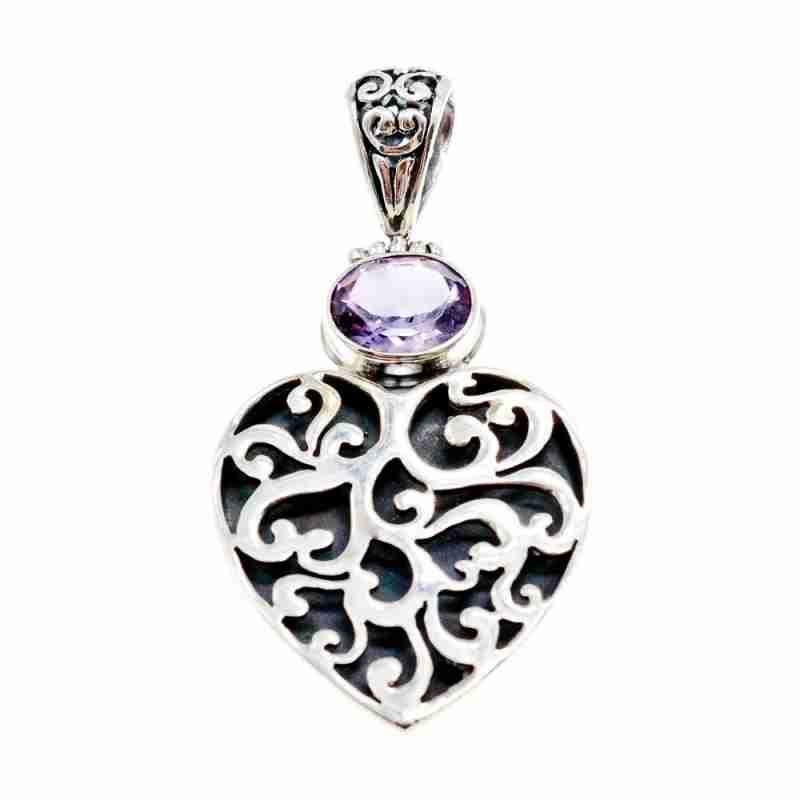 Sky Jewelry Серебряный кулон с аметистом  Сердце