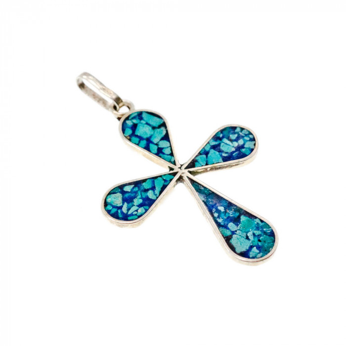 Sky Jewelry Серебряный кулон - крестик с эмалью
