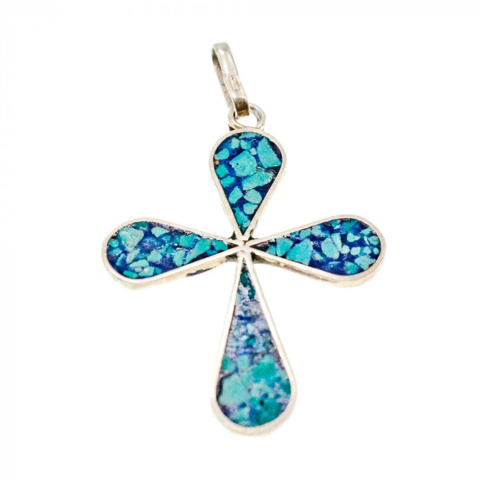 Sky Jewelry Серебряный кулон - крестик с эмалью