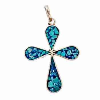 Sky Jewelry Серебряный кулон - крестик с эмалью