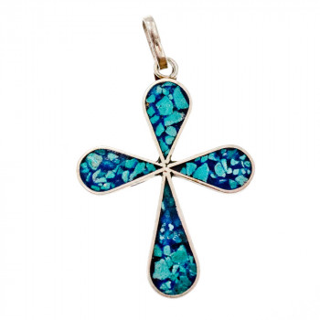 Sky Jewelry Серебряный кулон - крестик с эмалью