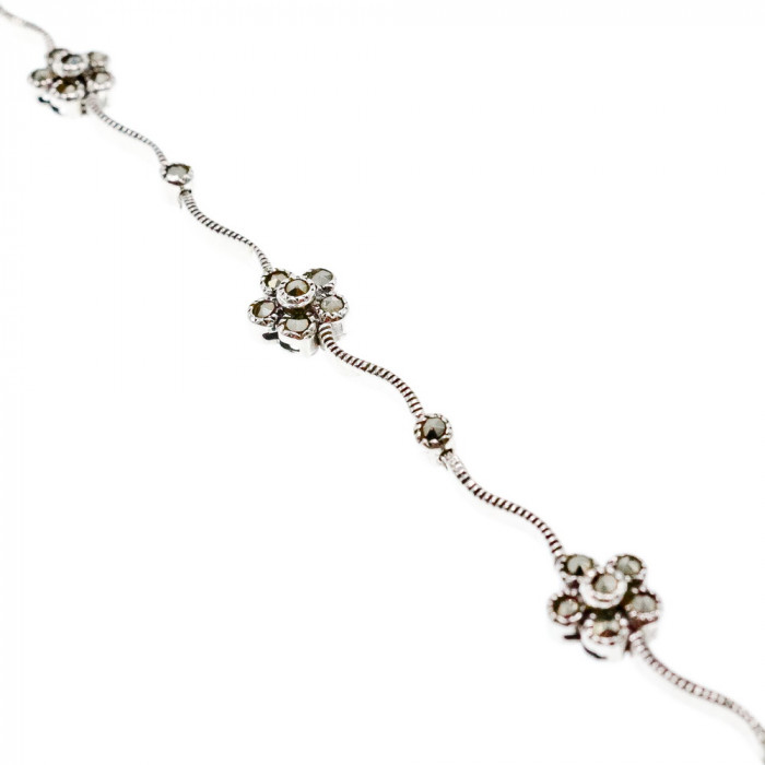 Sky Jewelry Серебряный браслет с марказитами  Цветы