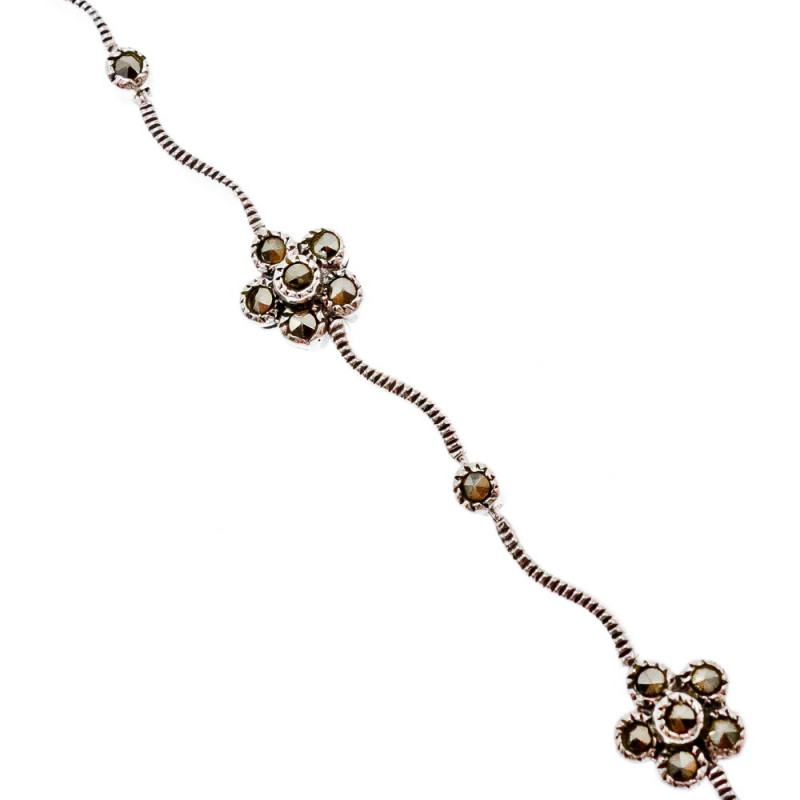 Sky Jewelry Серебряный браслет с марказитами  Цветы