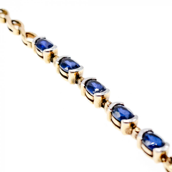 Sky Jewelry Серебряный браслет в позолоте с сапфирами