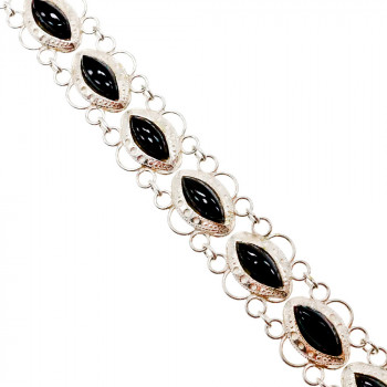 Sky Jewelry Серебряный браслет с ониксом  Ажур