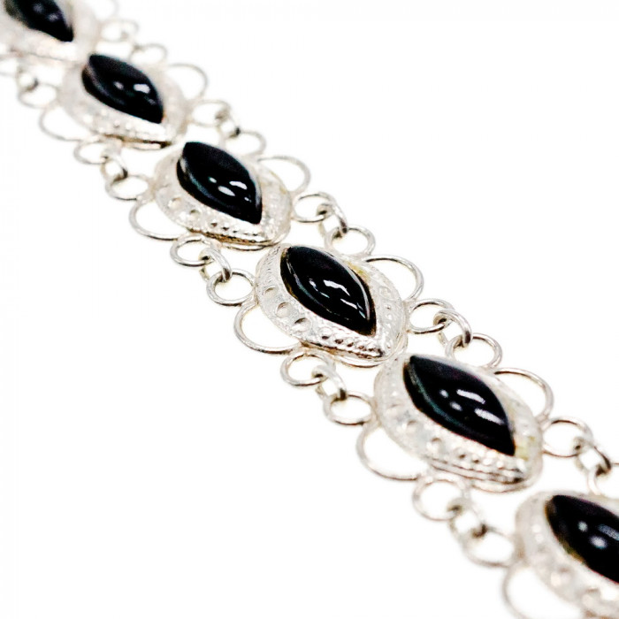 Sky Jewelry Серебряный браслет с ониксом  Ажур