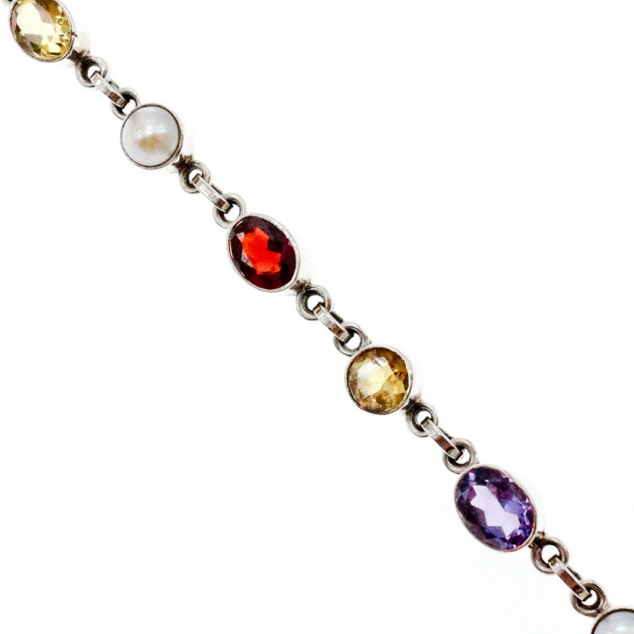 Sky Jewelry Серебряный браслет с жемчугом цитрином аметистом и гранатом