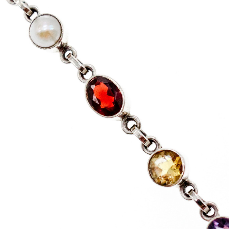 Sky Jewelry Серебряный браслет с жемчугом цитрином аметистом и гранатом