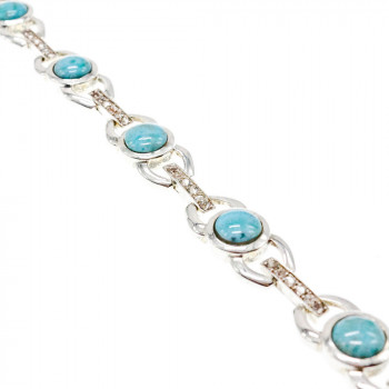 Sky Jewelry Серебряный браслет с камнем ларимар и фианитом