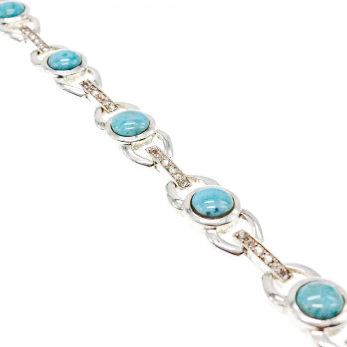 Sky Jewelry Серебряный браслет с камнем ларимар и фианитом