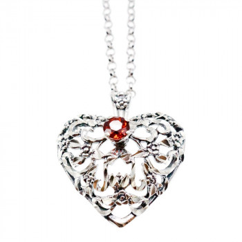 Sky Jewelry Серебряная цепочка с кулоном гранат   Гранатовое сердце