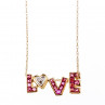 Sky Jewelry Золотая цепочка с кулоном рубины и бриллианты  Love