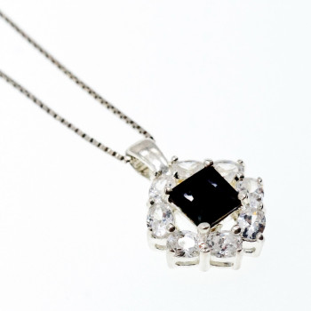 Sky Jewelry Серебряная цепочка с кулоном сапфир и фианиты