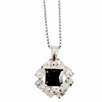 Sky Jewelry Серебряная цепочка с кулоном сапфир и фианиты