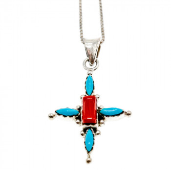 Sky Jewelry Серебряная цепочка с крестиком агат