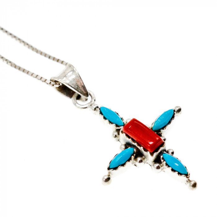 Sky Jewelry Серебряная цепочка с крестиком агат